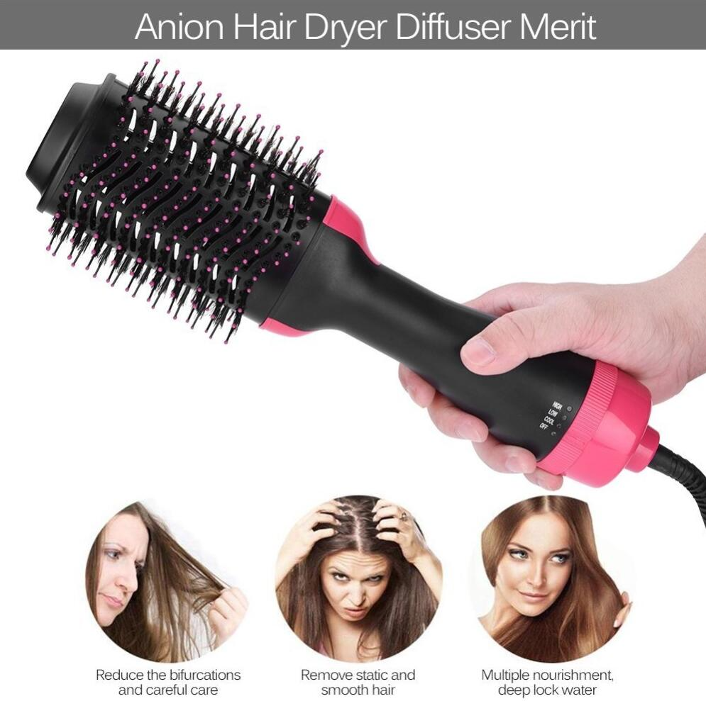 2-in-1 Electric Hair Dryer Volumizer Straightener Curler Comb